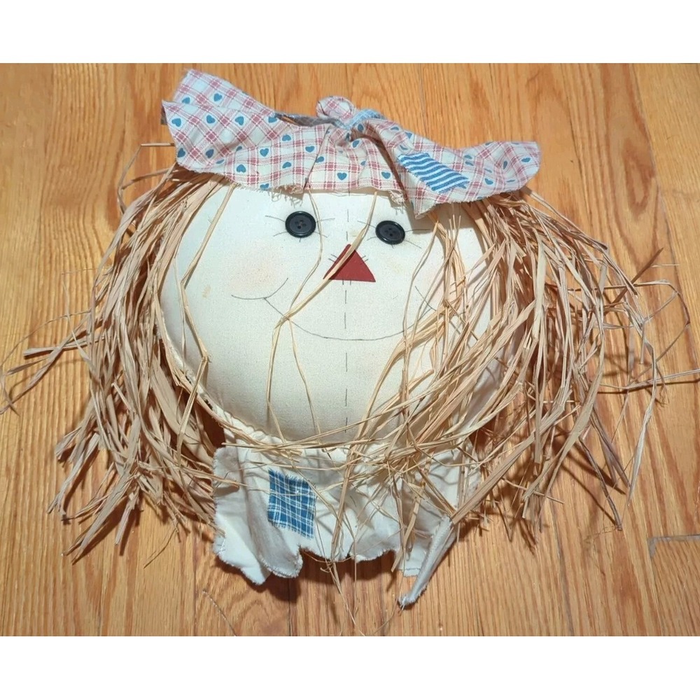 Vintage Scarecrow Head Stuffed‎ Button Eyes